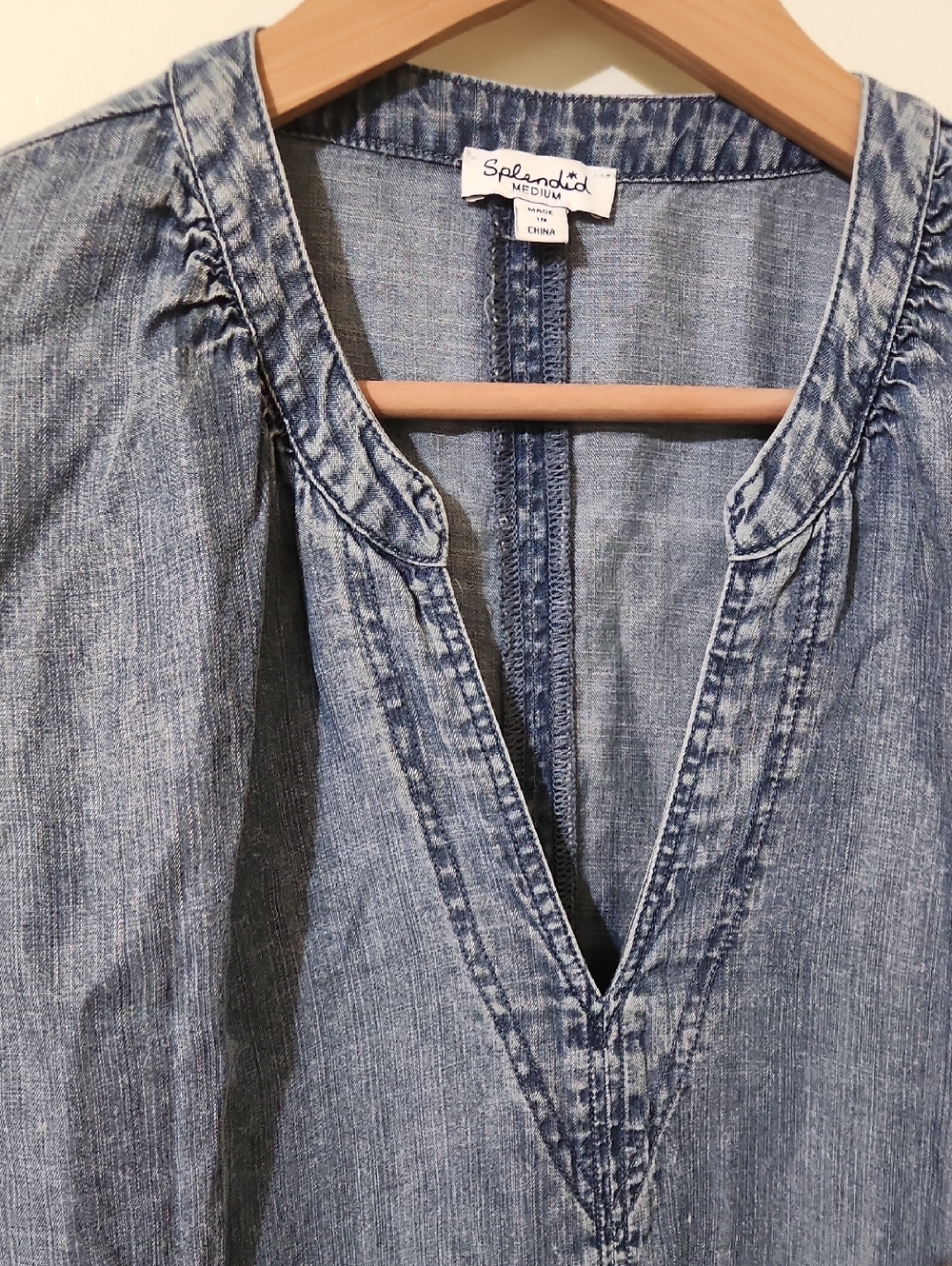Splendid Light Blue Denim V-Neck Women's Top